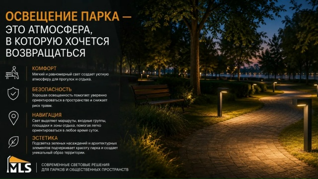 Освещение парка — атмосфера, в которую хочется возвращаться